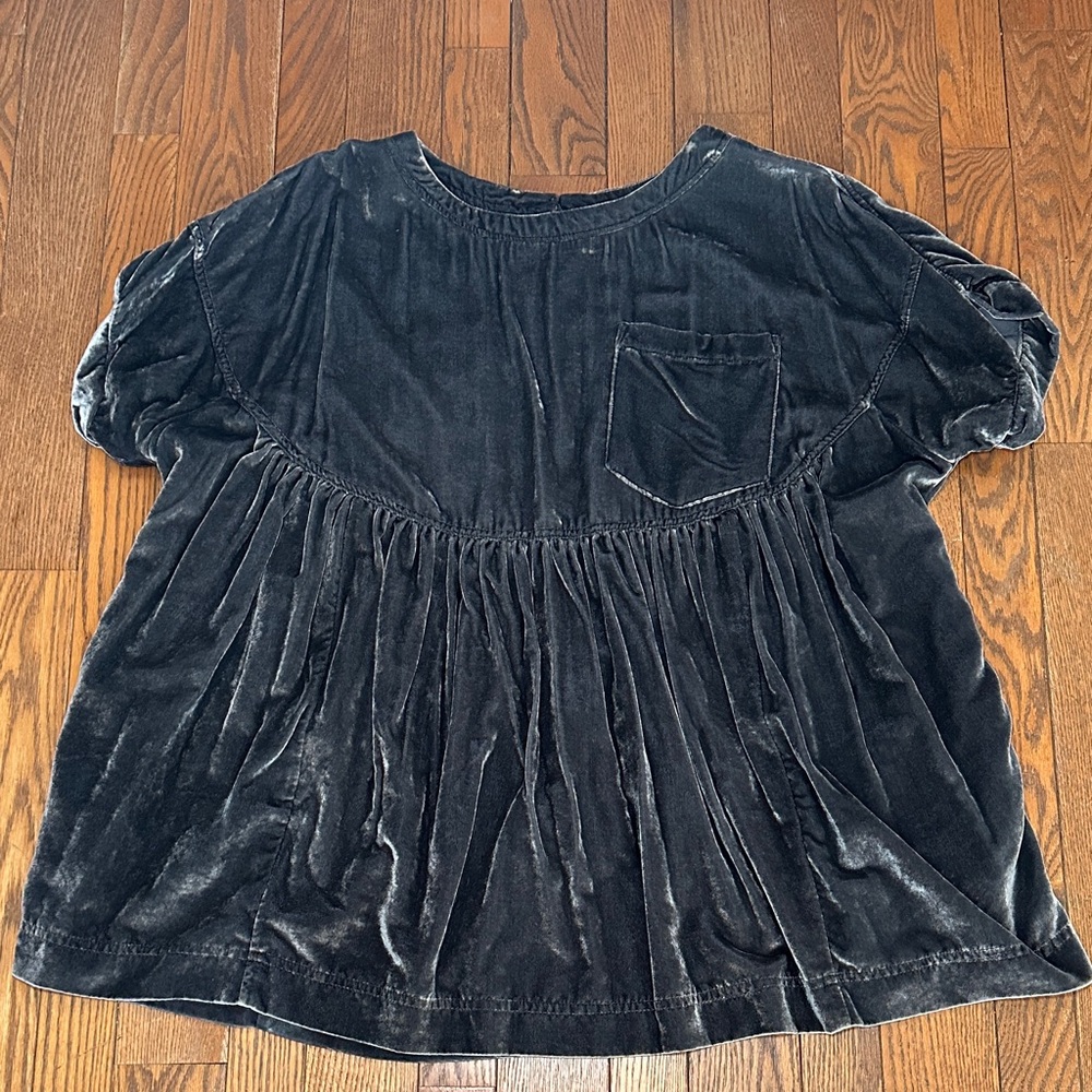 We The Free Charcoal Velvet Top